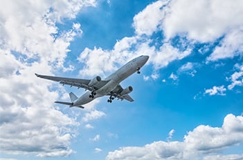Airplane in sky. 